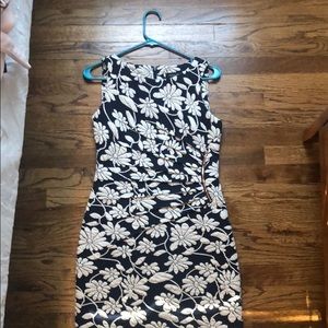 Worn once, navy blue and white floral dress